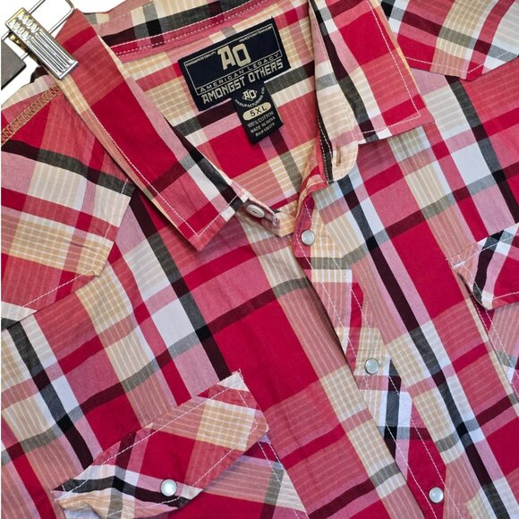 AMONGST OTHERS Pearl Snap Plaid Western Shirt sz 5XL - Picture 3 of 5
